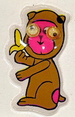 Vintage Googly-Eye Puffy Stickers Lot of 5 Kitten Horse Tooth Mouse Monkey