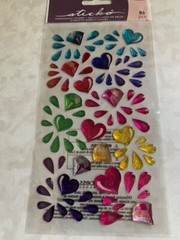 STICKO EK SUCCESS STICKER ACRYLIC BRIGHT SHAPES COLORS HEARTS RAIN DROPS 86PCS