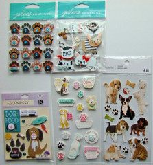 LOT OF 5 DOG Stickers NEW! Jolee’s K&Company Recollections puppy paw print bone