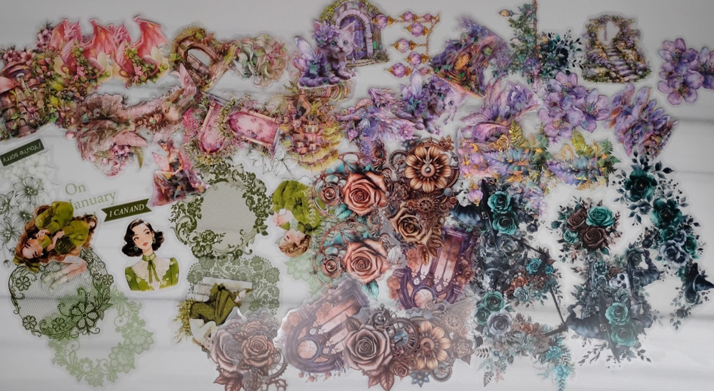 112pc Lot NEW HOLO PET Translucent Stickers Fantasy Floral Witch Apothecary