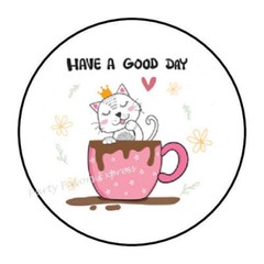 30 HAVE A GOOD DAY COFFEE ENVELOPE SEALS LABELS STICKERS PARTY FAVORS 1.5″ ROUND