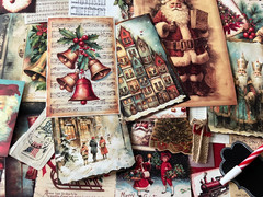 #23 NEW – VINTAGE JUNK JOURNAL 3D CHRISTMAS 60 pcs 3D KIT with Candy Cane Pen
