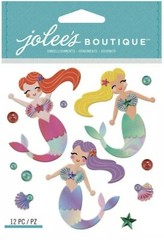 Jolees MERMAIDS BEACH OCEAN SUMMER GIRLS SEASHELL Star Bubble Scrapbook Stickers