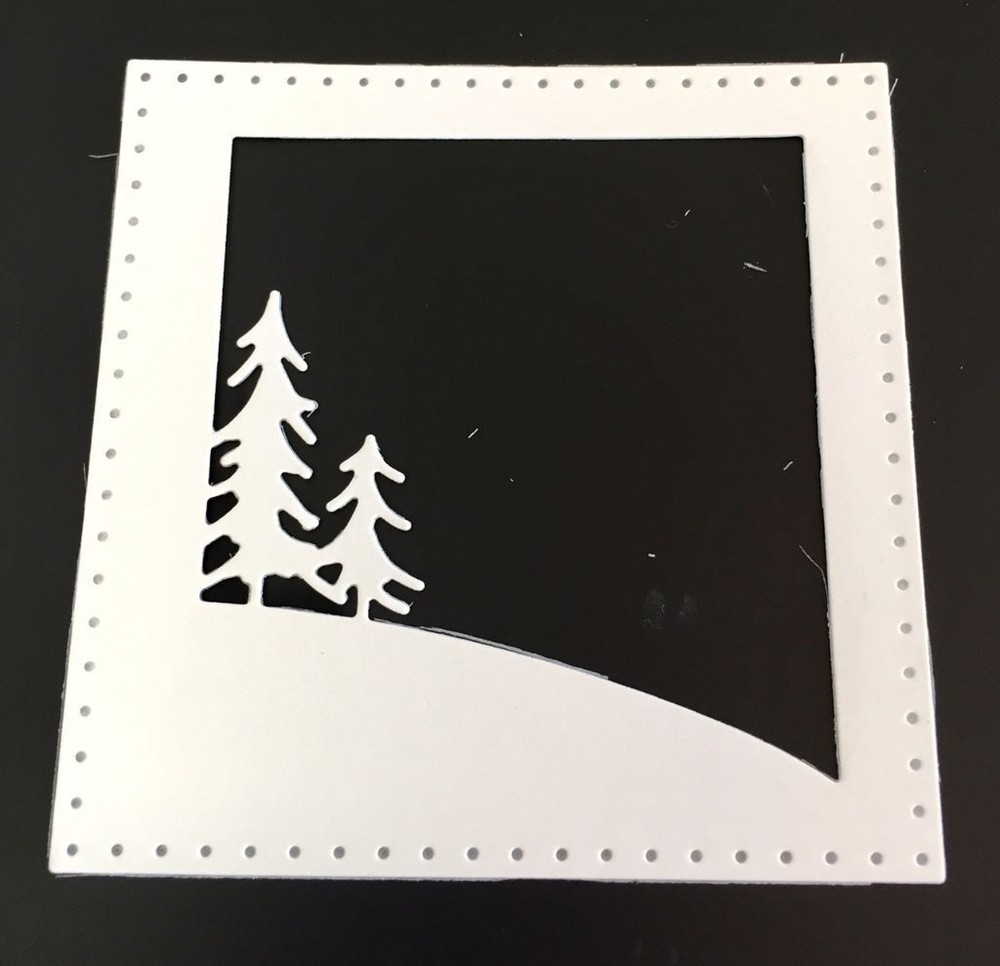 Christmas Die Cuts * Sloping Hillside Winter Scene * Set of 12 * White Cardstock