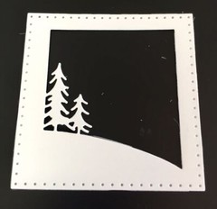 Christmas Die Cuts * Sloping Hillside Winter Scene * Set of 12 * White Cardstock