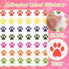15Sheet Paw Print Stickers 0.35″ Multicolor 1800Pcs Self-Adhesive Dog Paw Label
