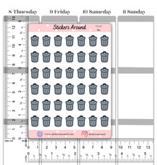 Trash/Bin Icon Planner Sticker, Chores Sticker, Calendar & Journal Stickers