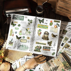 Green Vintage Washi Journaling Sticker , 476PCS Botanical Washi Tape Stickers, S