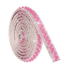 1 Yard Pearl Rhinestone Ribbon, 1cm Pearls Rhinestone Tape Pink