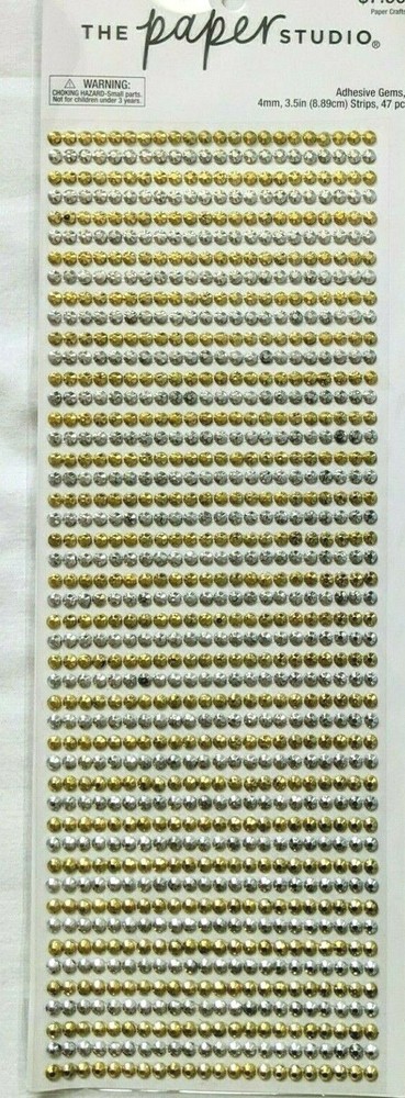 GEMS Gemstones Gold Clear Silver Rhinestones Bling Adhesive Paper Studio Strips