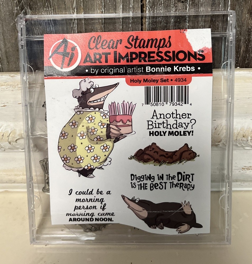 New Art Impressions CLEAR Rubber Stamp set Friendship HOLY MOLEY
