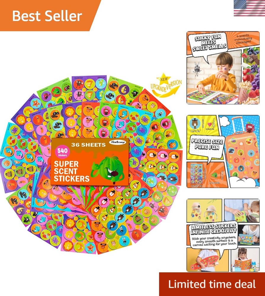 Fruit and Food Scented Stickers – 36 Peel and Stick Sheets for Kids Creations