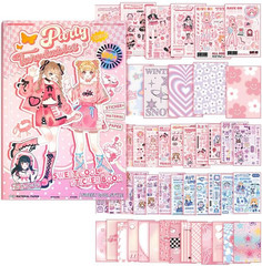 Cute Scrapbook Stickers Book – 500 Pre-Cut A5 Size Cute Girl & Kawaii People Sti