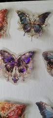 (BLH24) Lot 24pc Holographic Transparent Butterfly Stickers Multiple Uses