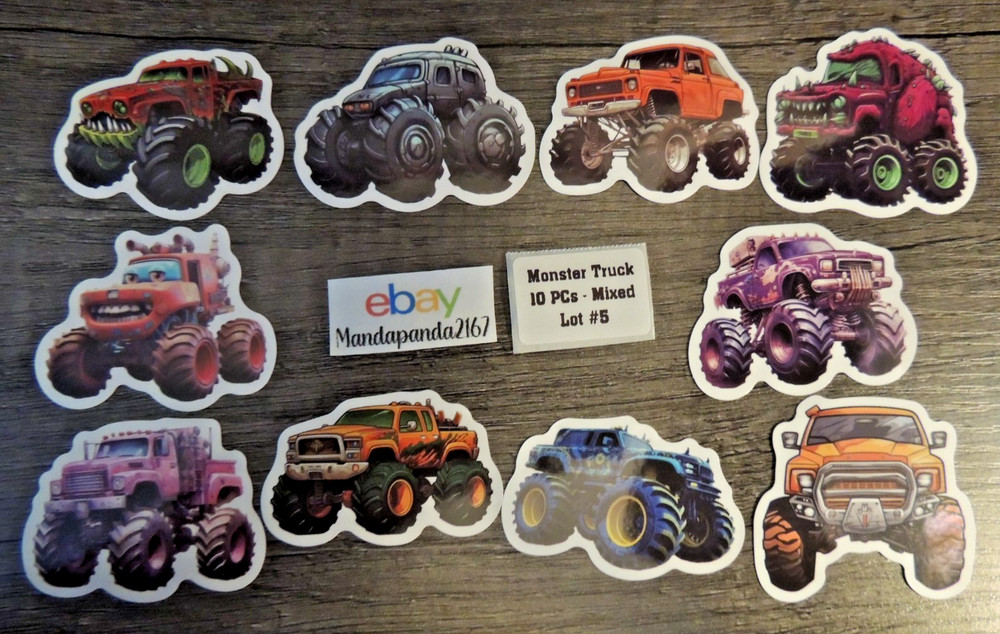 Monster Trucks – Mixed – Stickers Lot #5 – 10 pcs. *Sticker sizes are mixed*