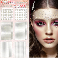 1980Pcs Self Adhesive Pearl Stickers, Pearls Sticker Gems for Hair, Face, Makeu