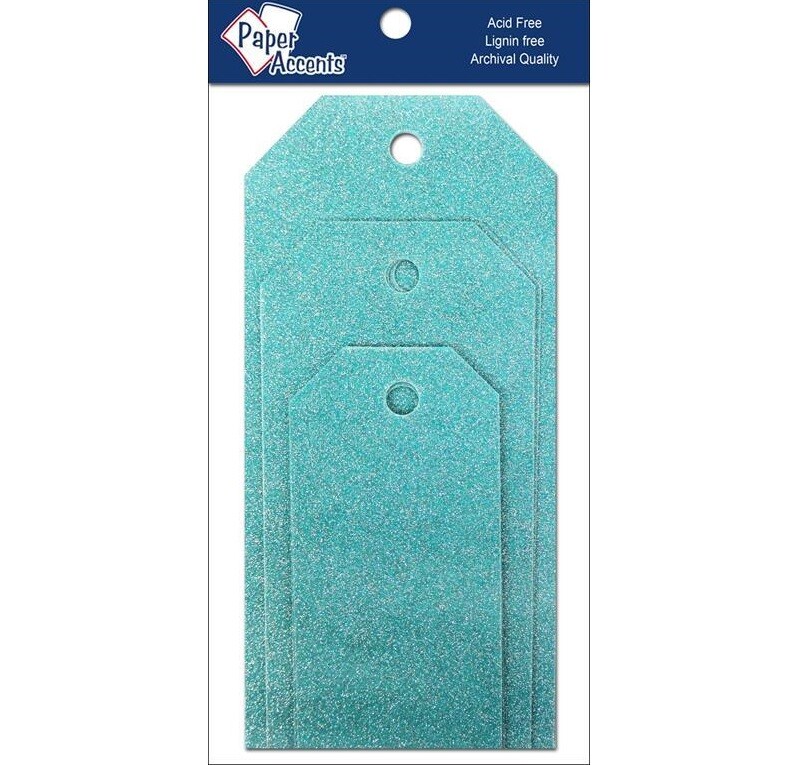 Paper Accents GLITZ SKY BLUE / Light Blue 10 Piece Assorted Size Craft Tags