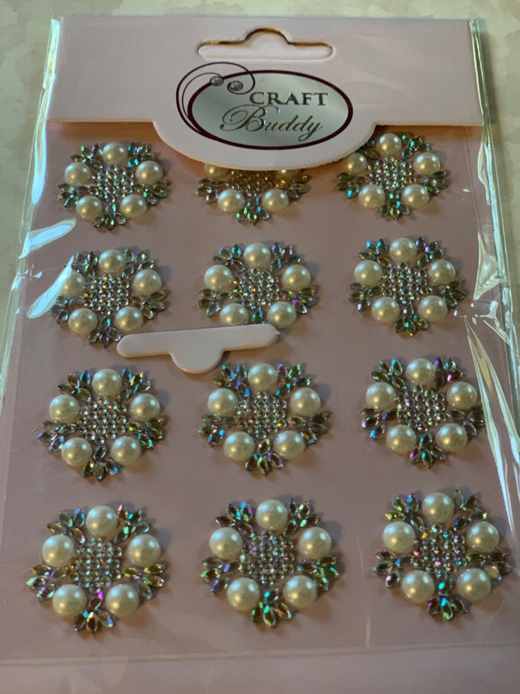DAWN BIBBY 3D ADHESIVE GEMSTONE PEARL AND CLEAR GEMSTONE 12 PCS