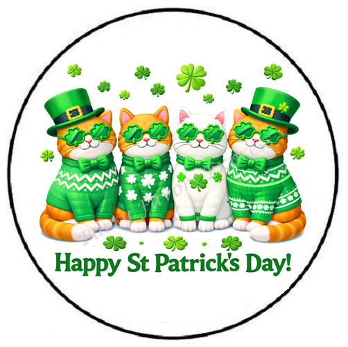 HAPPY ST PATRICKS DAY CATS ENVELOPE SEALS LABELS STICKERS PARTY FAVORS