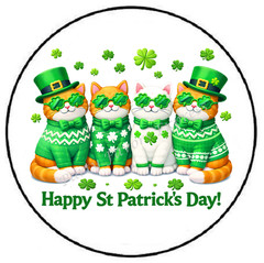 HAPPY ST PATRICKS DAY CATS ENVELOPE SEALS LABELS STICKERS PARTY FAVORS