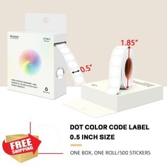 WANSTE 500x 1/2″ White Circle Stickers, Color Dots for Classroom, Office, DIY