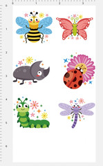 Cute Insect Sticker Sheet Kids Bee Butterfly Ladybug Dragonfly Garden Vinyl Bugs