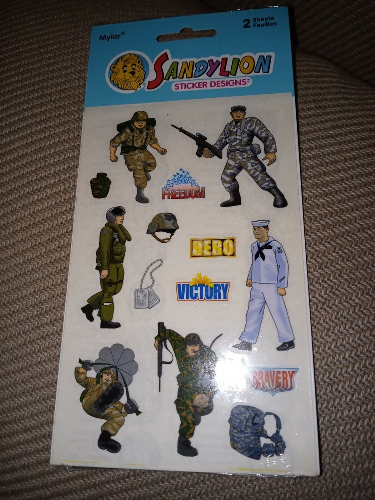 Sandylion Stickers Army Navy Airforce Marines Service New in Package 2 Sheets