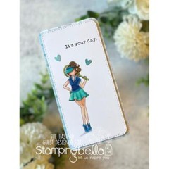 New Stamping Bella Rubber Stamp CURVY GIRL PLAYS TENNIS cling free USA ship