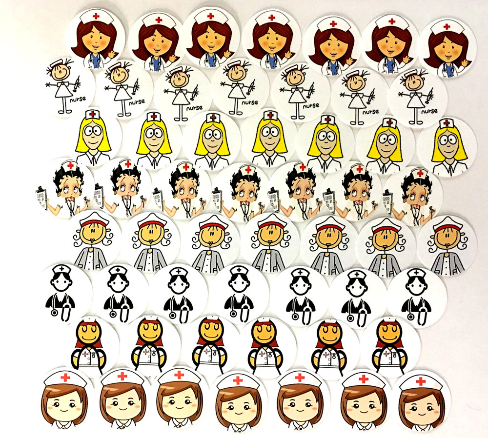 SET of 100-1″ PRECUT «NURSES» BOTTLECAP IMAGES Hairbows,Scrapbooking