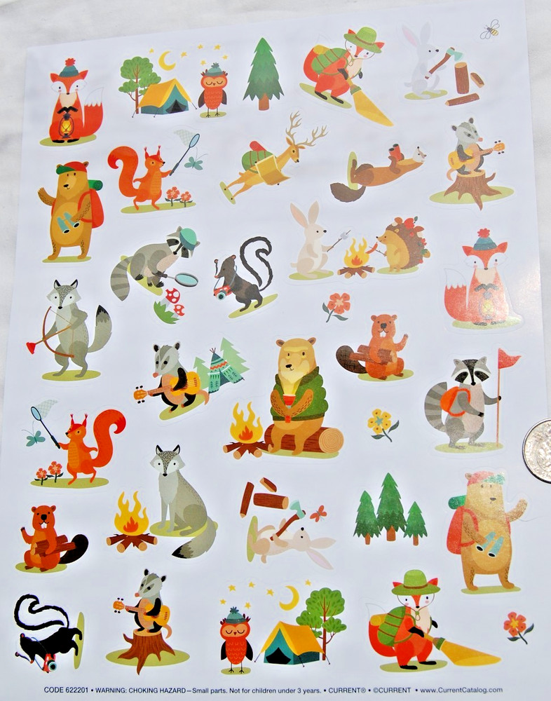 Current Stickers camp friends woodland animals cute camping bear skunk possum
