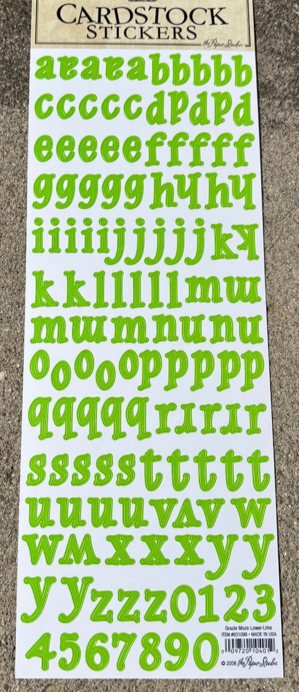 PAPER STUDIO CARDSTOCK LOWER CASE ABC STICKERS LIME GREEN *