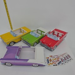 Lot Of 4 Cardboard Cruisers With Stickers Yellow Green Red Purple