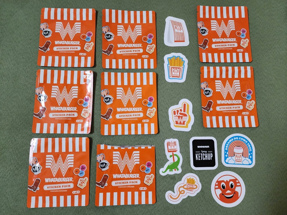 Whataburger 2026 Sticker Packs 1, 2, 3, and 5. Lot of 8 packs. New.