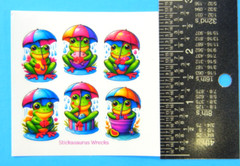 Rainbow Umbrella Frogs Mini Sticker Sheet