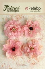 Burlap Flowers 4 x Lt PINK Approx 55-60mm across & varied centres Petaloo BUR C