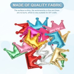 100Pcs Crown Appliques Sew on Patches, Shiny Crown Charm, Light Gold