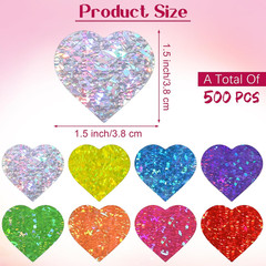 500 Pieces Glitter Heart Stickers Valentine’S Love Decorative Stickers Valentine