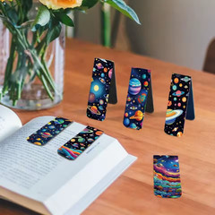 Set of 6 Universe Galaxy Magnetic Bookmarks, Starry Sky Magnet Page Book Markers