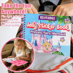 Jelly Sticker Book for Kids 2-4, Waterproof Reusable Sticker Book for Toddlers,