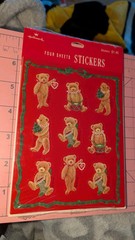 Vintage Hallmark Stickers Christmas Teddy Bears Stocking 4 Sheets New In Pack