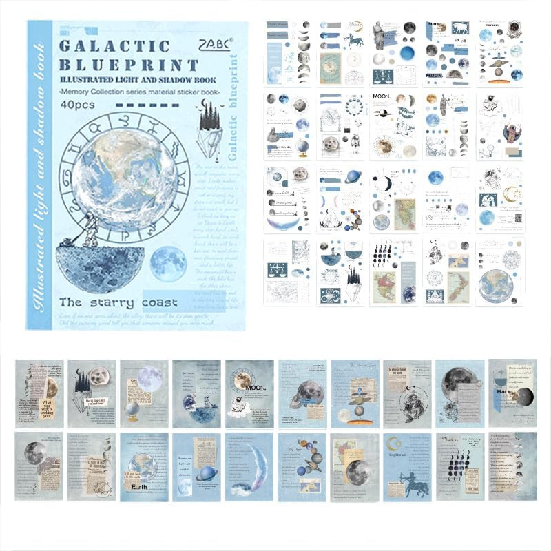 24 Pcs Vintage Washi Sticker for Scrapbook, Sticker Pad for Scrapbook,Journals,