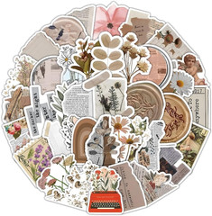 120Pcs Mixed Vintage Stickers, Waterproof Scrapbook Aesthetic Sticker for Daily