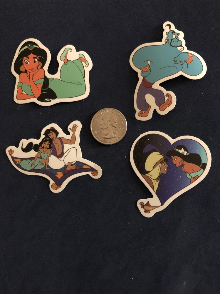 Disney Stickers – Disney Aladdin – Genie & Jasmine Lot of 4 Stickers.