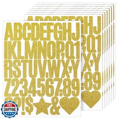 368 PCS Gold Letter Stickers 2 Inch Self-Adhesive Large Glitter Alphabet Stic