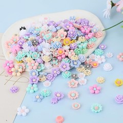 300PCS Flower Resin Charms Mini Cabochons Flatback Beads Mixed…