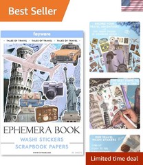 300+ Travel Stickers for Scrapbooking & 20 A5 Papers – Pre-Cut Washi Stickers…