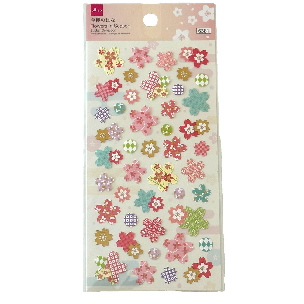 Daiso Cherry Blossom Flowers in Season Japanese Design Sticker Sheet