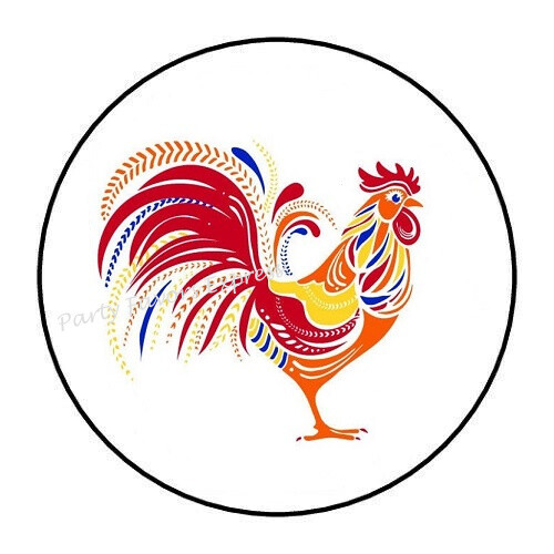 30 COLORFUL ROOSTER ENVELOPE SEALS LABELS STICKERS PARTY FAVORS 1.5″ ROUND