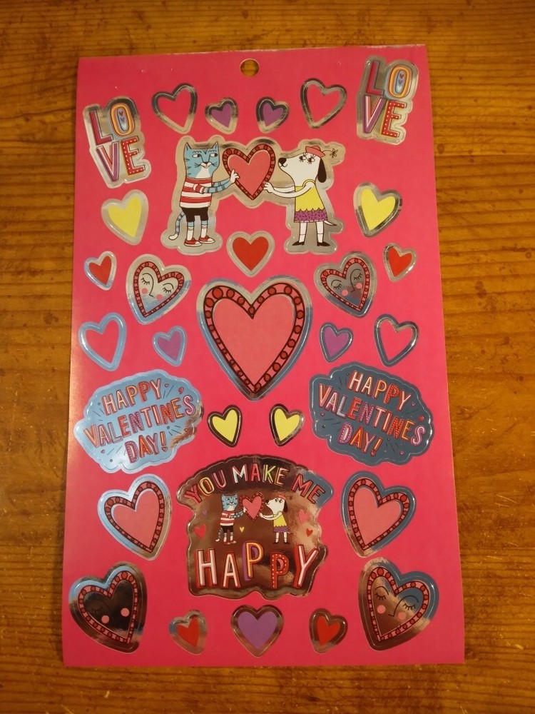 Happy Valentine Love Hearts Cat Dog Stickers for your Planner 269702