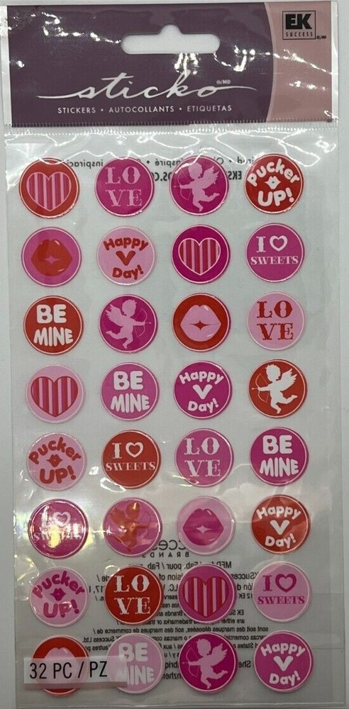Love Themed Stickers – Sticko Scrapbook Stickers – Valentine’s Day, Hearts,Peace